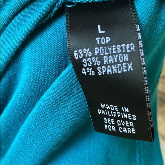 Turquoise Tunic Top Flowy Flow Size Large Casual Career work Blouse - Picture 8 of 12